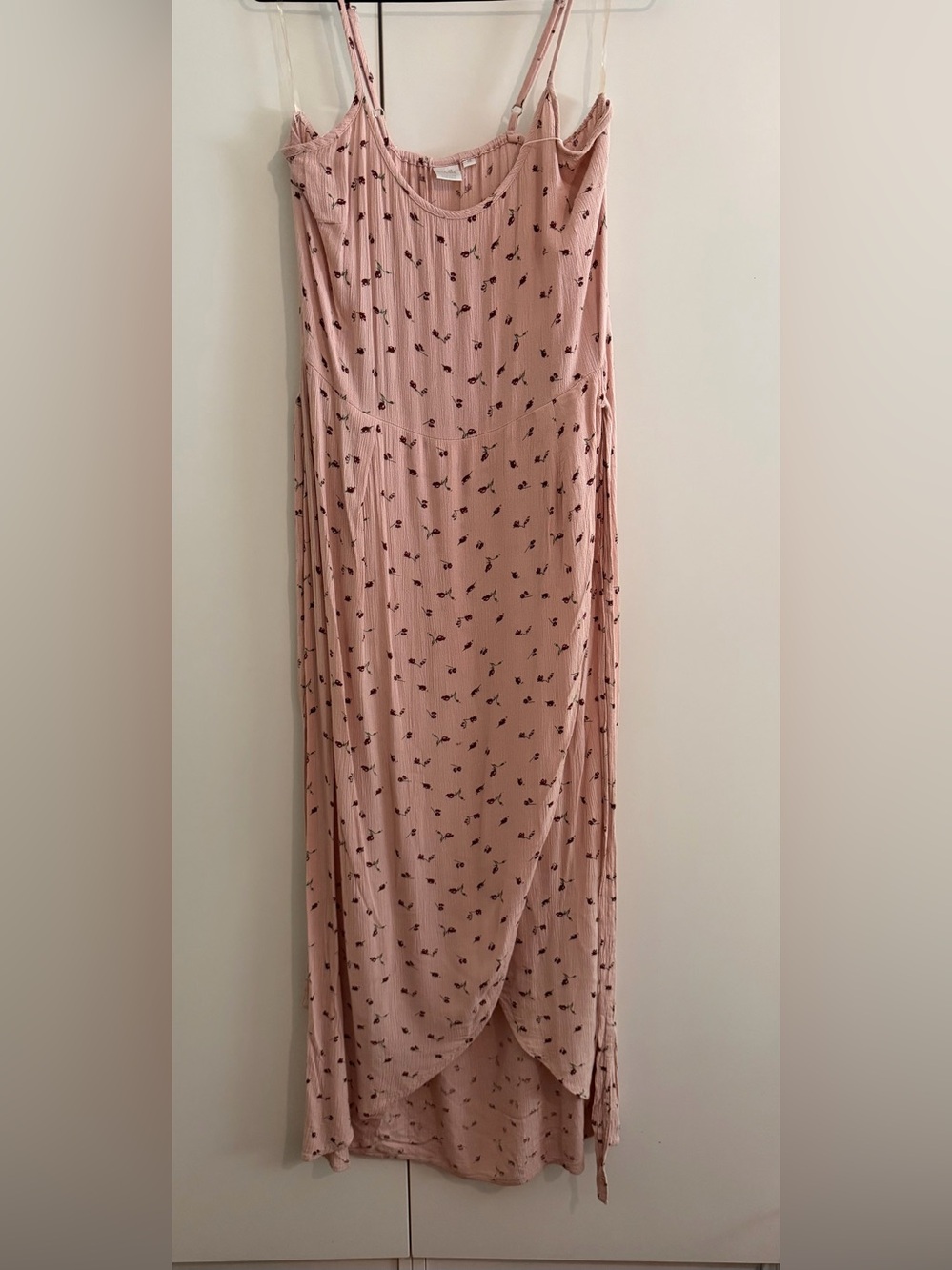 TWIK Dusty Pink Floral wrap- style  Maxi Dress- medium
